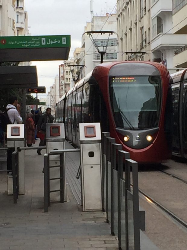 The tramway in Casablanca, Morocco: An example of European infrastructure in Africa.